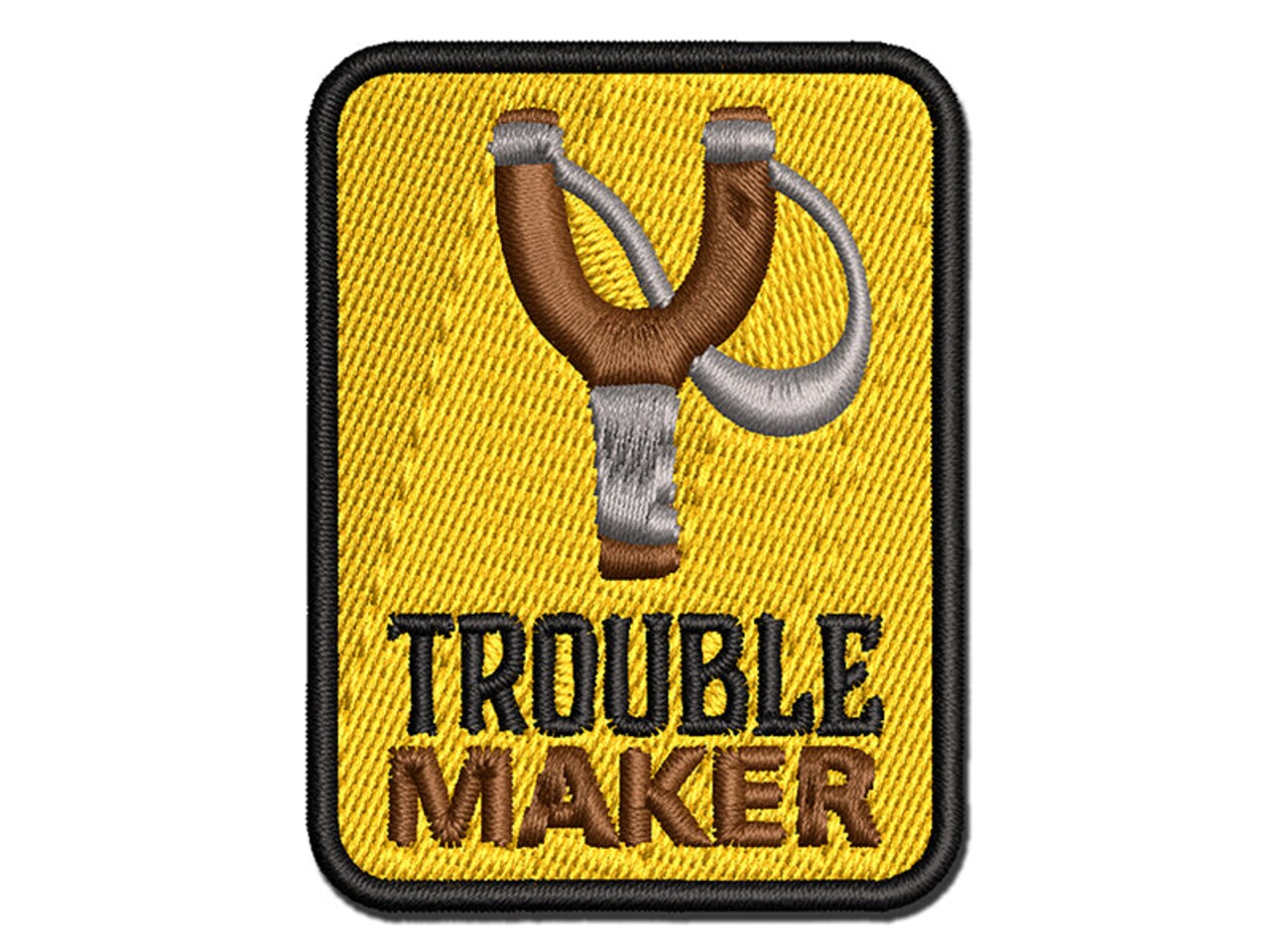 Trouble Maker Slingshot Multi-Color Embroidered Iron-On Patch Applique